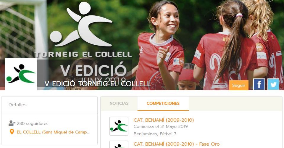 Torneig el Collell organiza su torneo con programa y apps de Competize